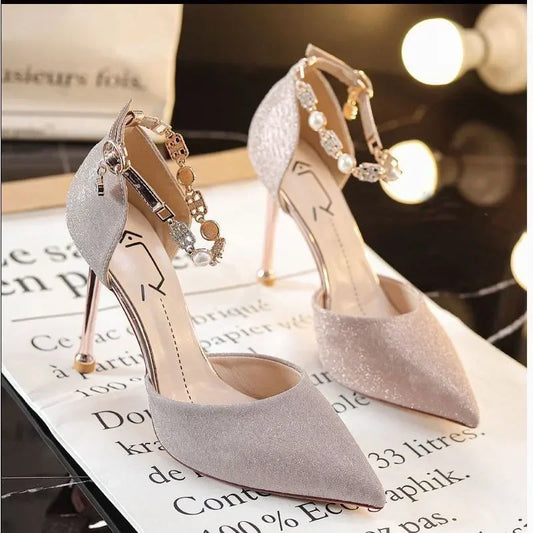 Sexy Silver High Stiletto Heels Shoes