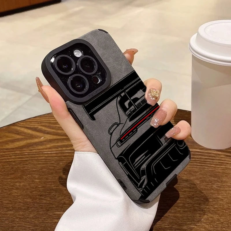 Cool Sports Car Phone Case For iPhone 18 Pro Max Faux Leather Cover