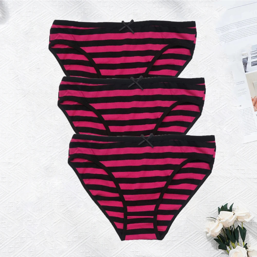 Striped Underwear Plus Size Seamless Panties Cotton Lingerie 3 pcs/lot