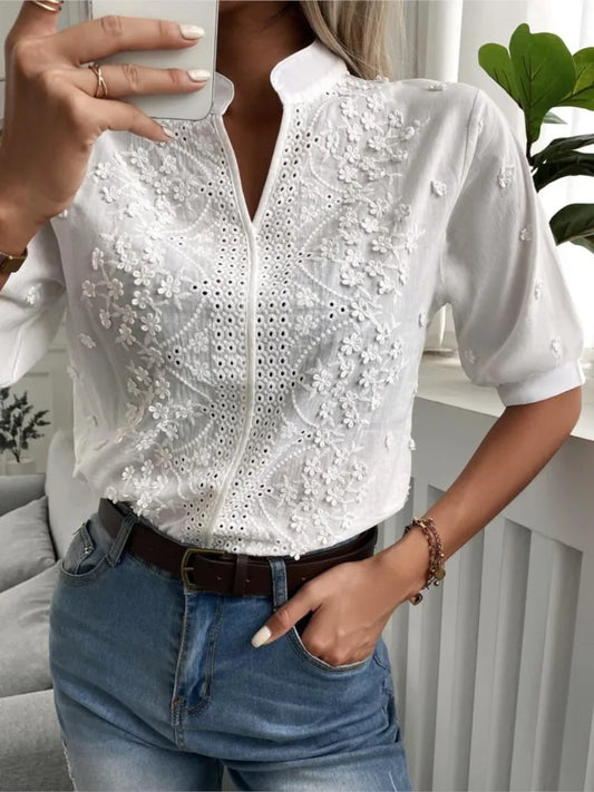 V-Neck Short Sleeve Casual Shirts