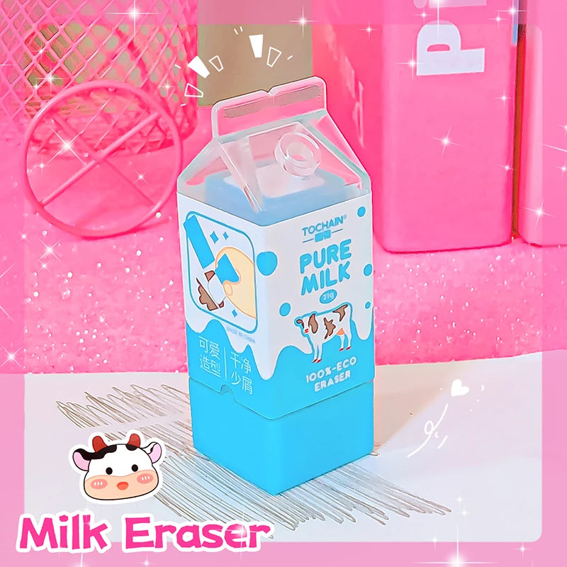 Kawaii Milk Carton Rubber Erasers cute stationery