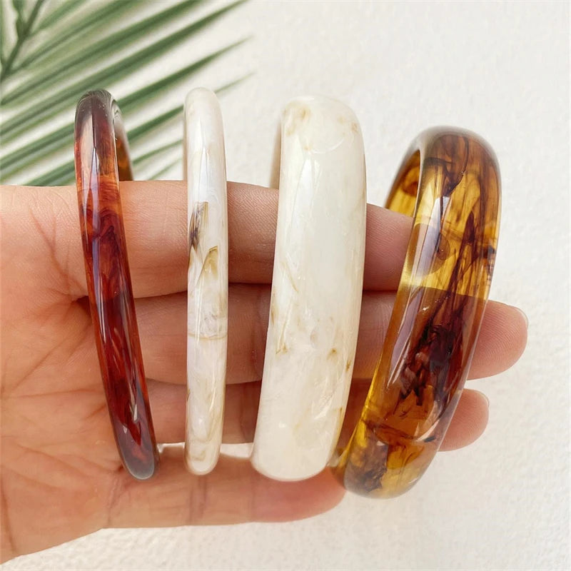 4-Piece Marble Acrylic Resin Bracelet