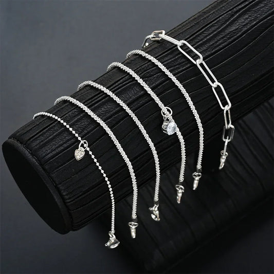DANA 6Pcs 925 Sterling Silver Rhinestone Bracelets