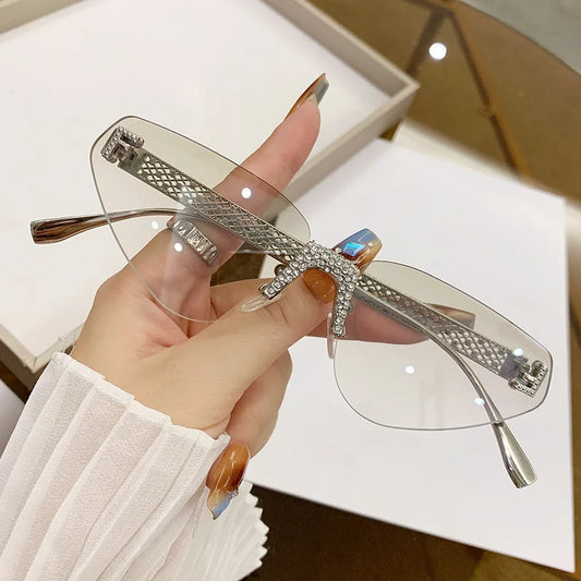 Sexy Rimless Luxury Retro Punk Metal Sunglasses