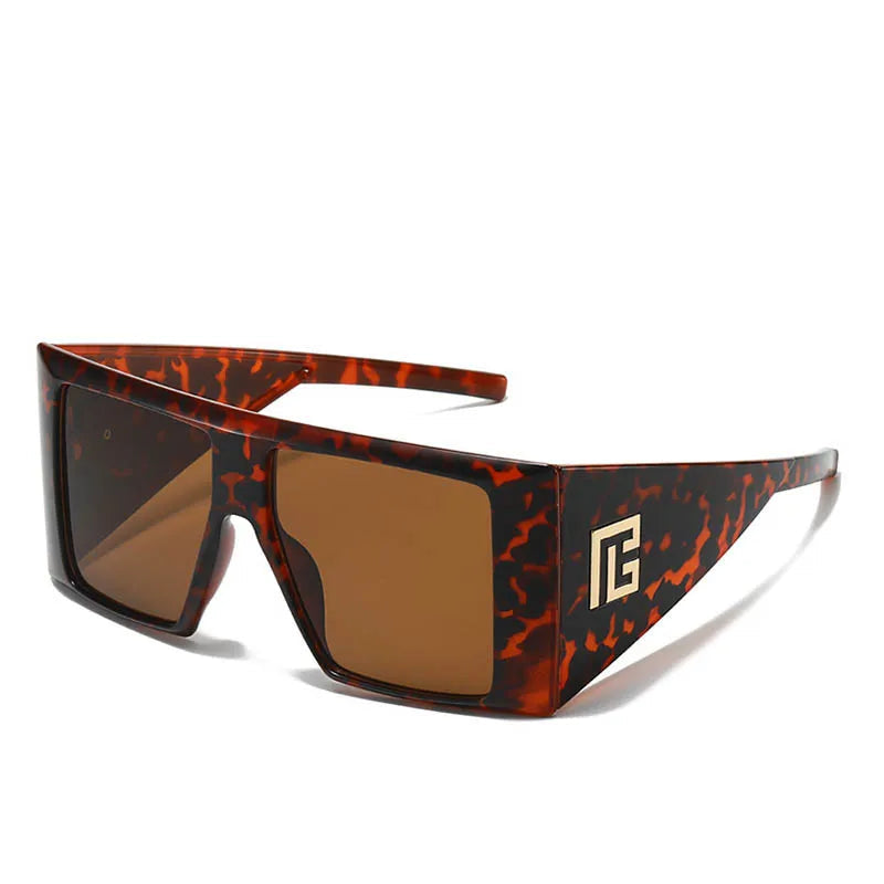 Unique Shield Shaped Square Oversized Sunglasses