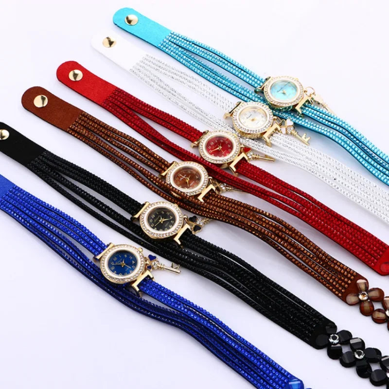White Chimes Leather Bracelet Watches