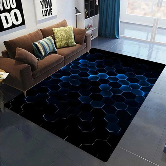 3D Geometric Carpet Neon Lights Rugs Hexagons Carpets Rug Mat