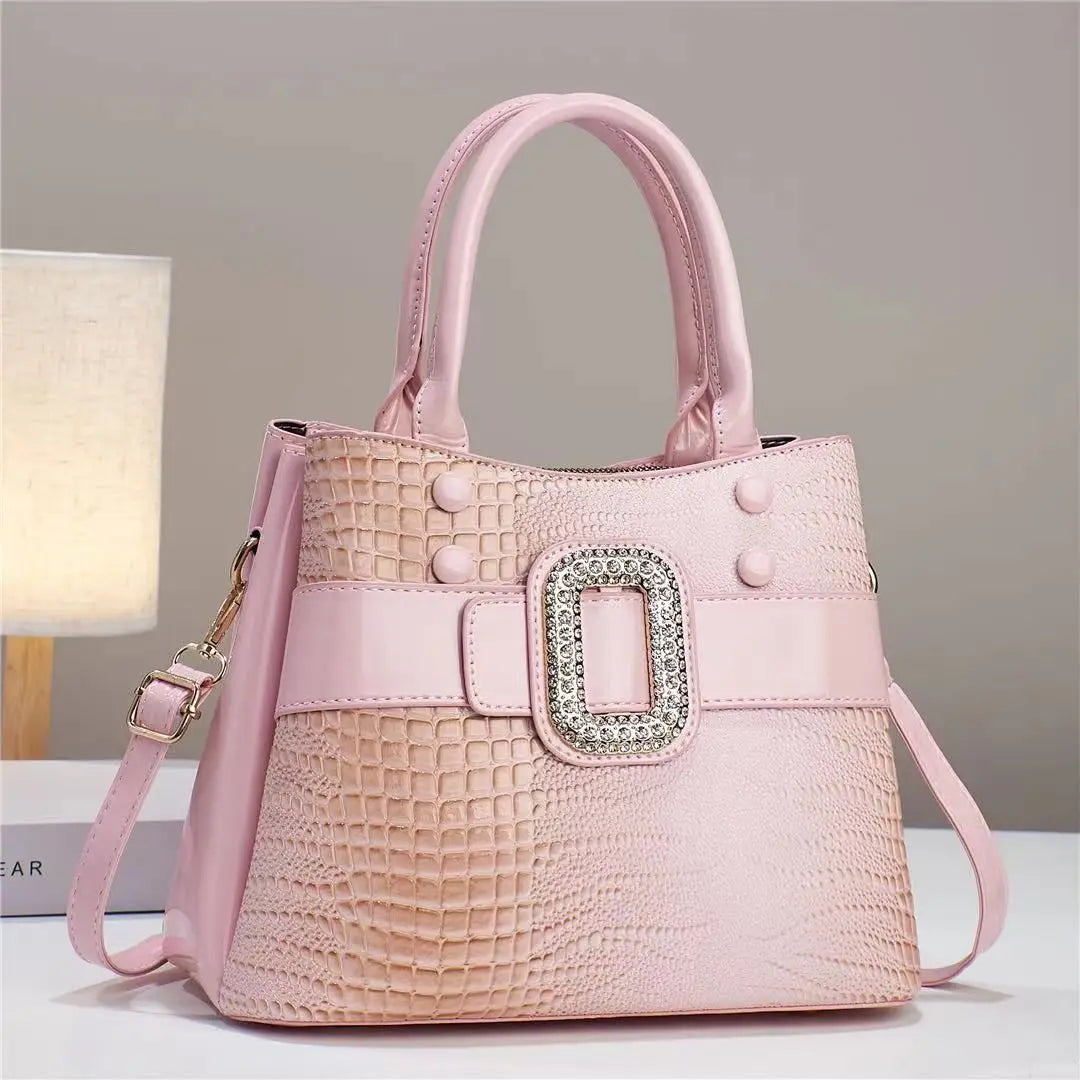 3-Layer Bright Leather Shoulder Large Capacity Tote Bag