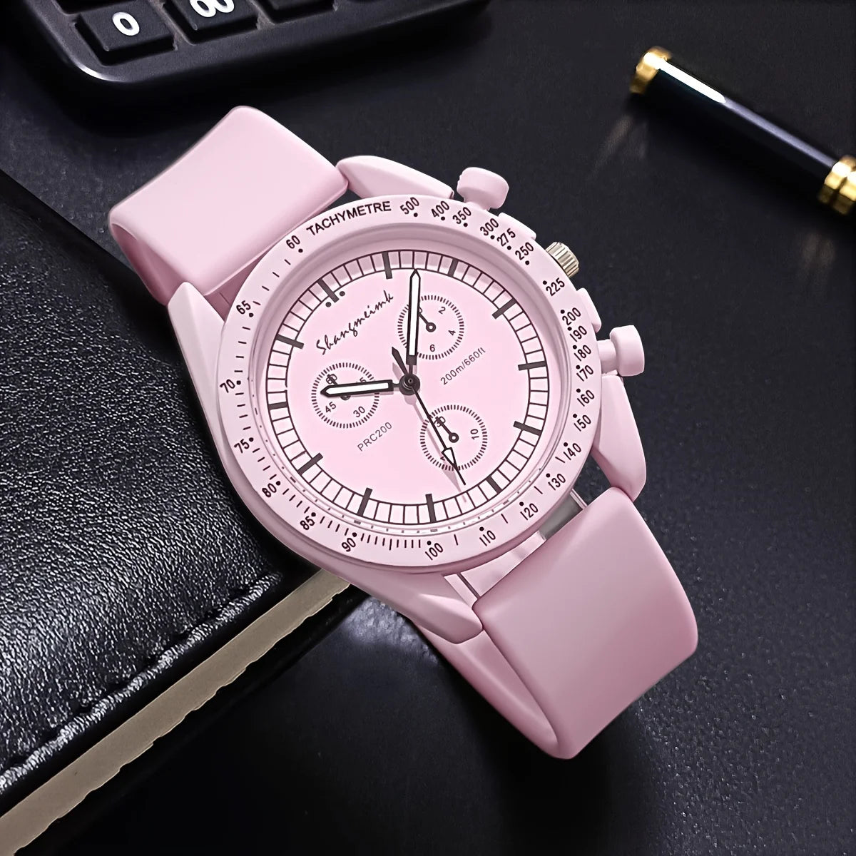 Imitation Three-Eyes Dial Silicone Band Quartz Sports Watch