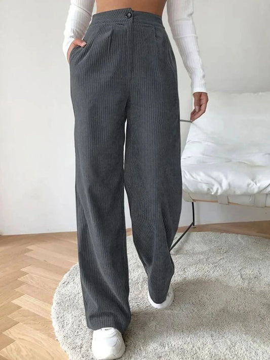 High Waist Straight Leg Trousers