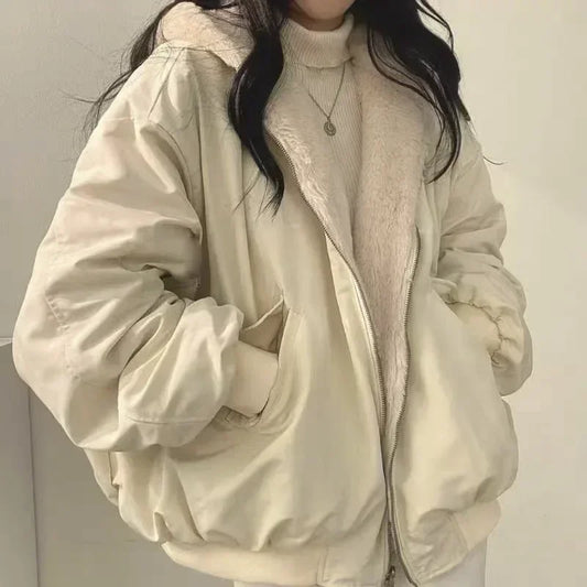 Winter Thick Warm Parkas Oversized Double Sided Hooded Coat Jackets