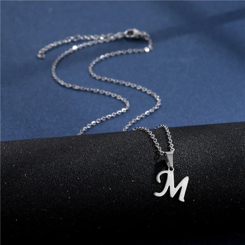 Letter Stainless Steel Letter Glossy Choker Necklaces