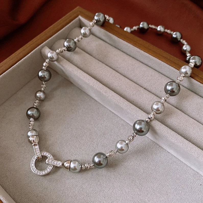 Elegant Imitation Pearl French Gray Pearls Bangles Light Round Beaded Bracelets