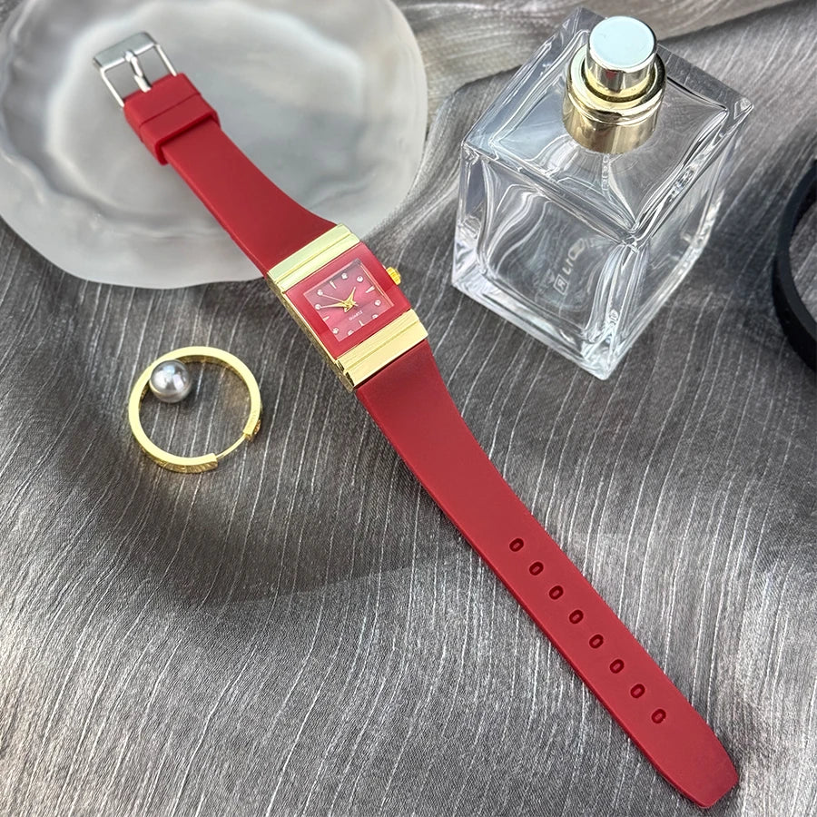 Square Silicone Quartz Small Watch