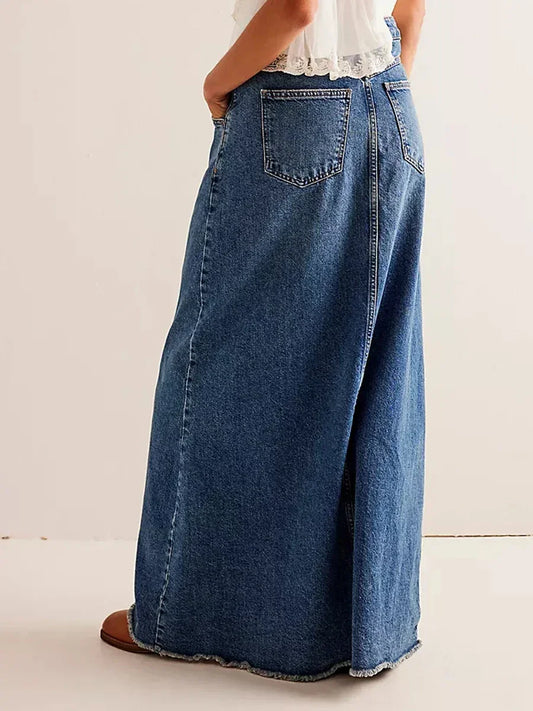 Maxi High Waist Long Jean Skirt