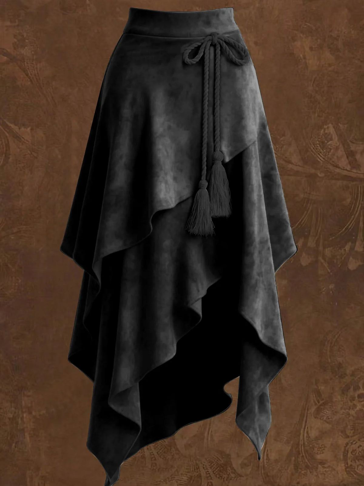 Retro Western Style Irregular Design Suede Skirt
