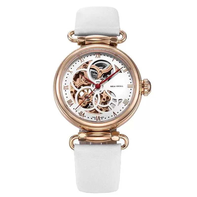 Leather Strap Waterproof Skeleton Automatic Mechanical Watch Necklace Set 6002L Series