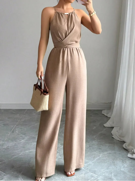 Sleeveless Bandage O- Neck Sexy Slim Jumpsuits