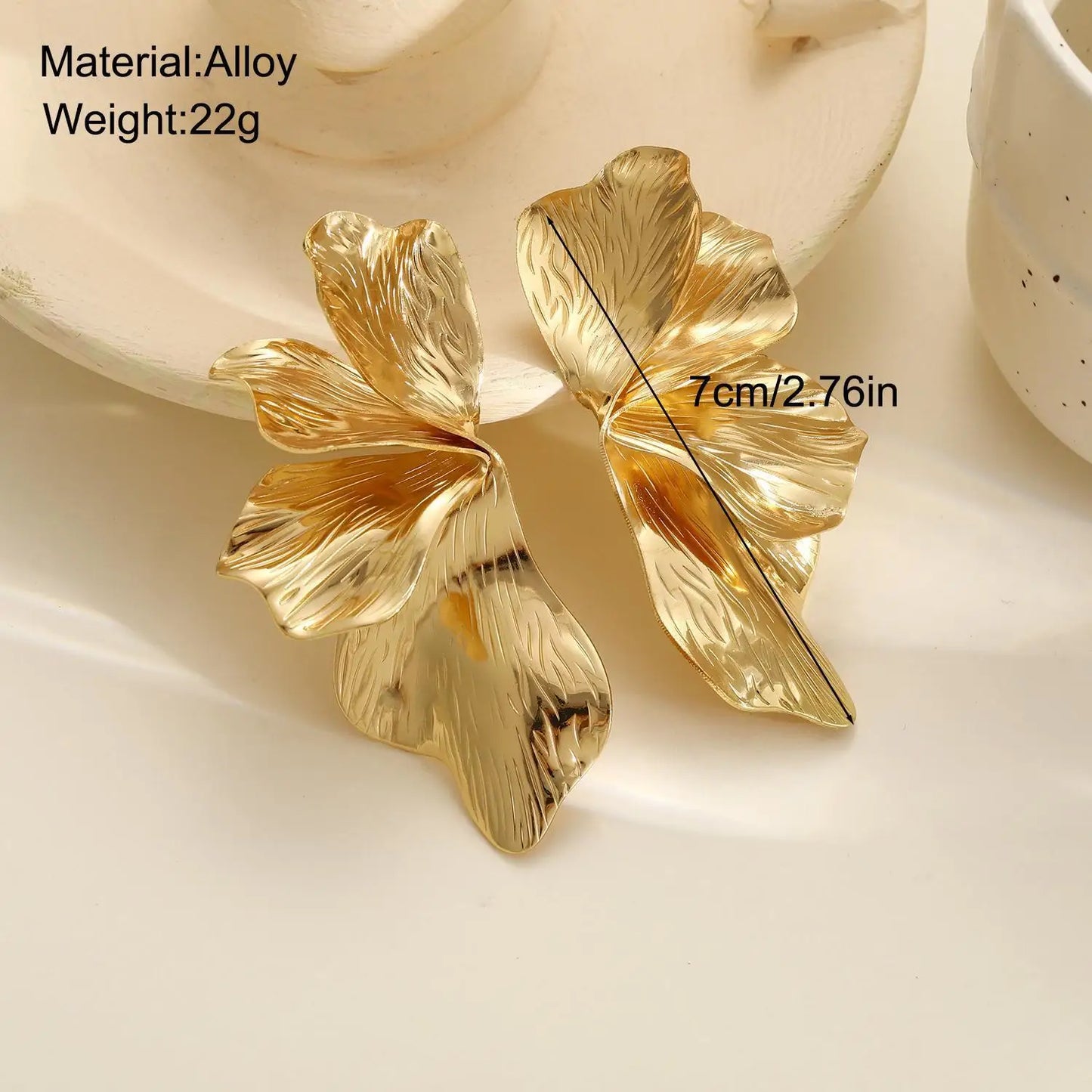 Stainless Steel Golden Double Layered Flower Earring