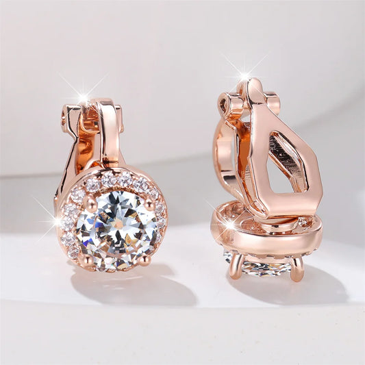 Mystic Rainbow Crystal Round Stone Clip Earrings