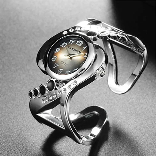 Bangle Wristwatch Quartz Crystal Luxury Rhinestone Watch