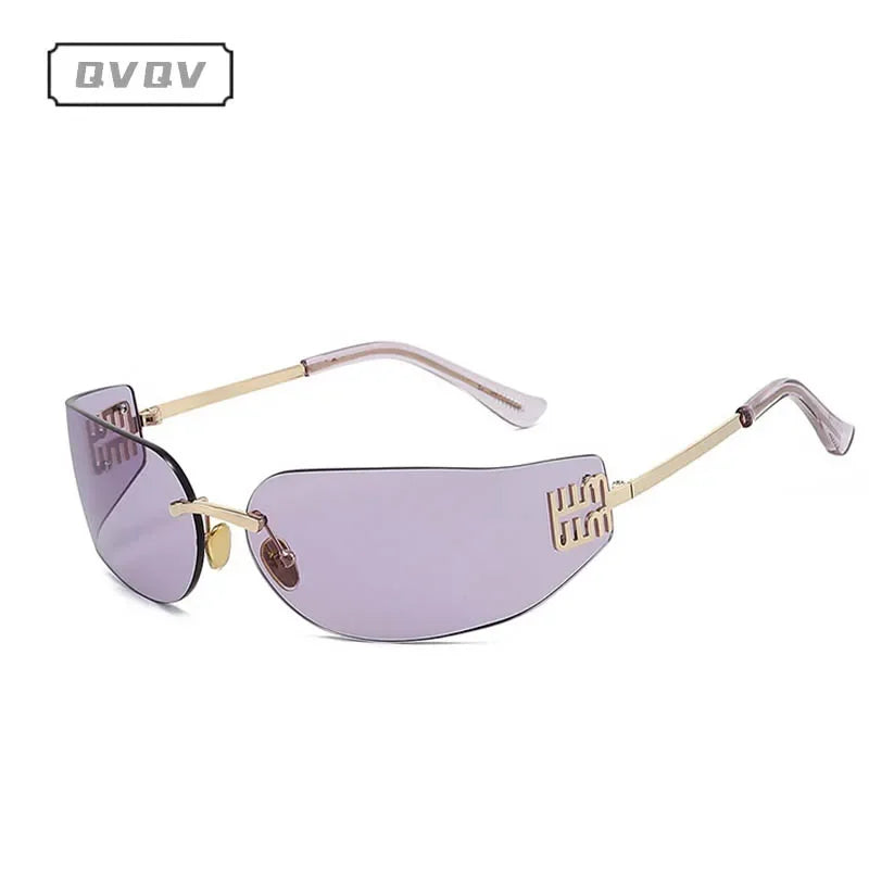 Frameless Square Metal Letter Frame Curved Windproof Sunglasses