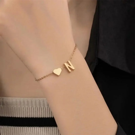 Letters English Initial Letter Heart Bracelet