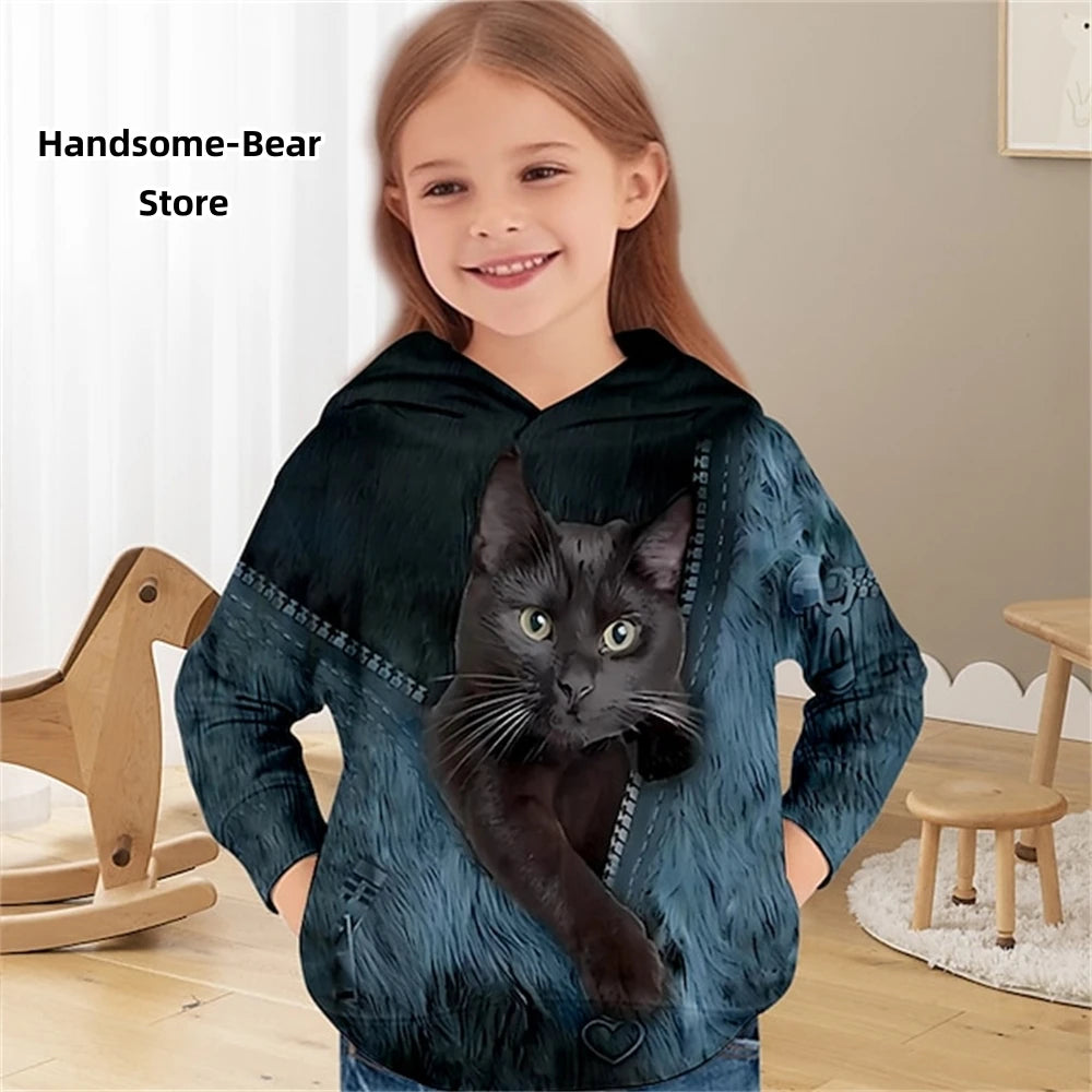 Cat 3D Print Spring Casual Sweatshirts Hoodies