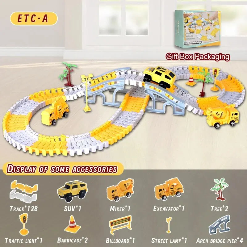 DIY building block track splicing puzzle Electric Track Toy
