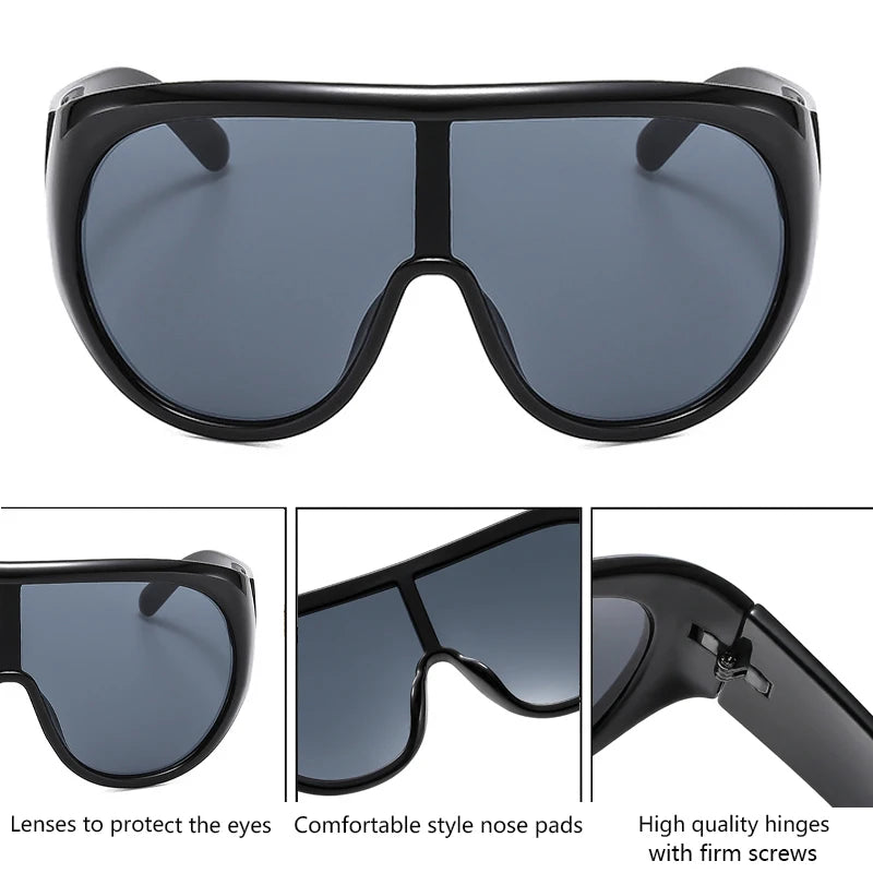 Oversized Shield Mask Steampunk Big Frame Sunglasses