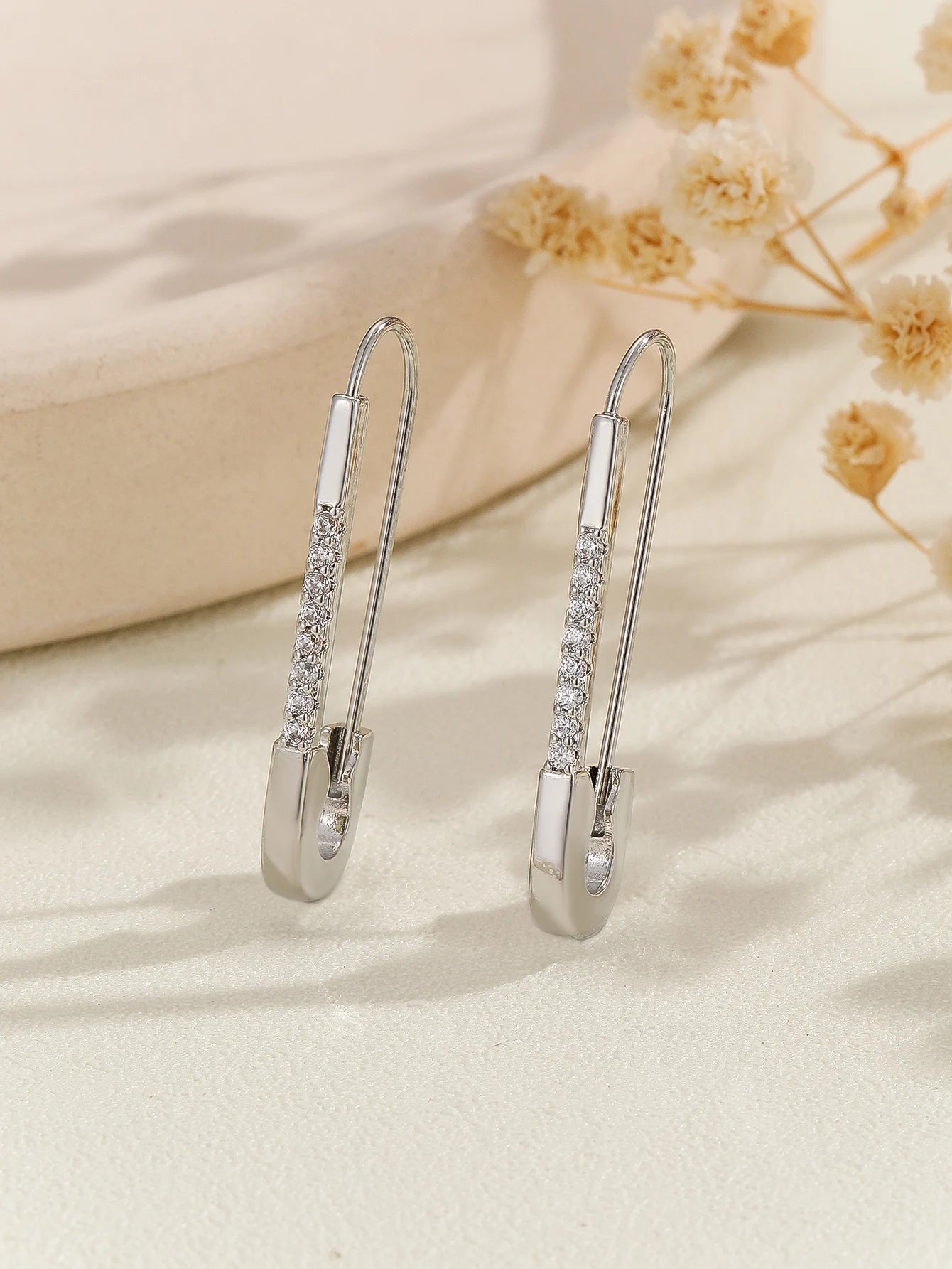 Micro Inlaid Zircon Paper Clip Earrings
