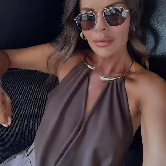 Sexy Women Off Shoulder Sleeveless Thong Bodysuit