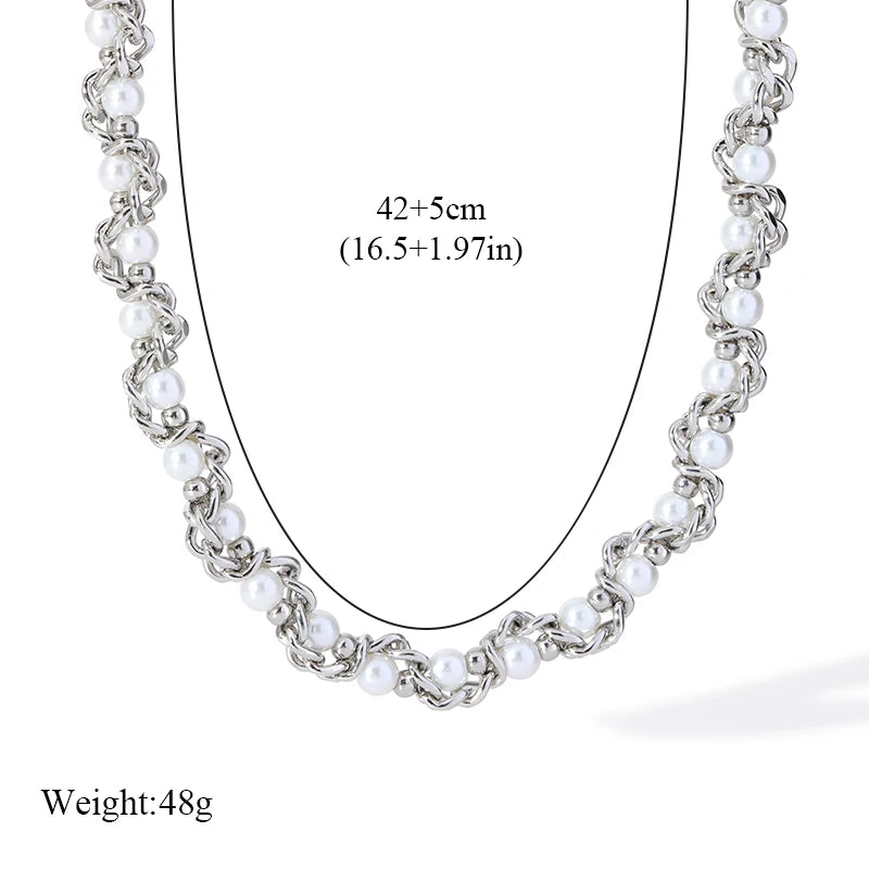 316L Stainless Steel Pearls Chain Necklace