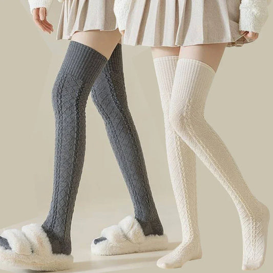 Classic Striped Knee High Thicken Warm Thigh Socks Long Stockings