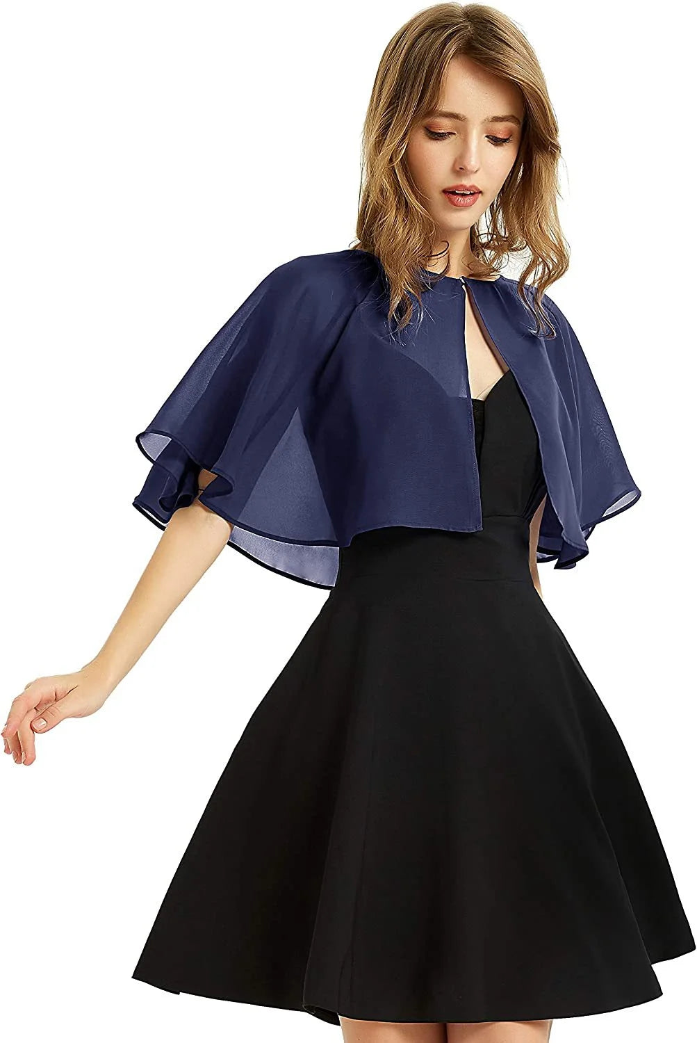 Thin White Chiffon Cape Short Sleeve Cover Up Elegant Bolero Jacket