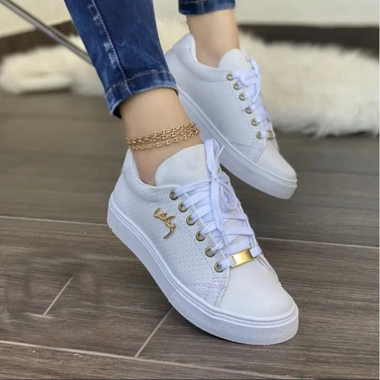 Retro Flat Non-Slip Vulcanized Jogging trainers Lace Up Walking Sneakers