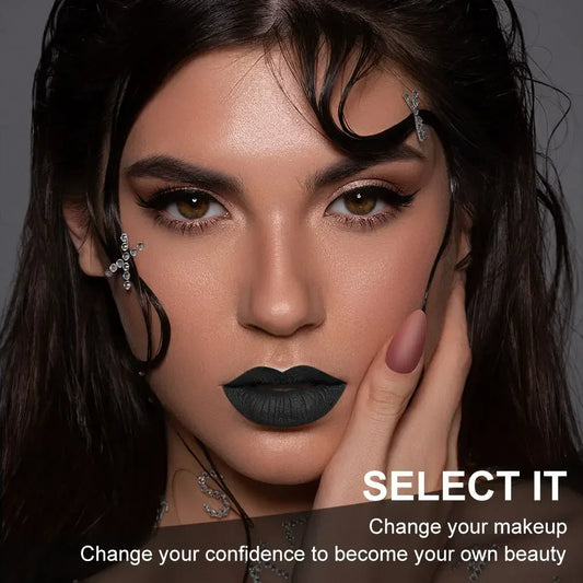 Matte black long-lasting waterproof lipstick