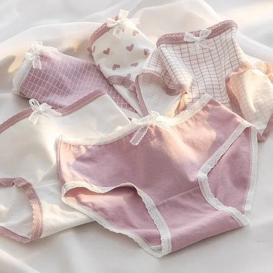 5Pcs/Lot Cute Love Cotton Sexy Lingerie