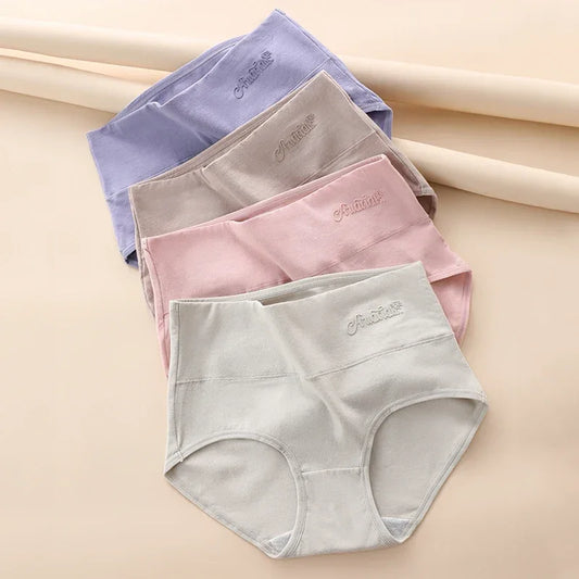 4Pcs Cotton High Waist Plus Size Lingerie