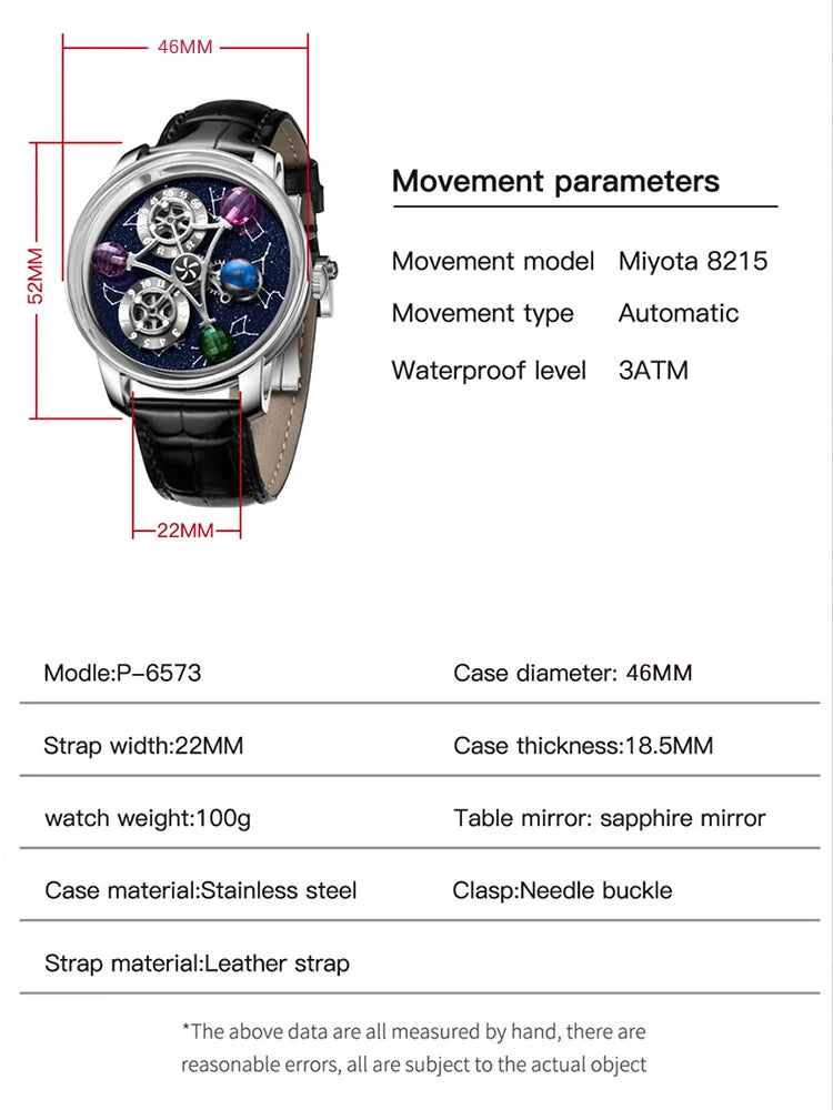 Starry Twelve Constellations Mechanical Sapphire Waterproof Mechanical Wristwatches