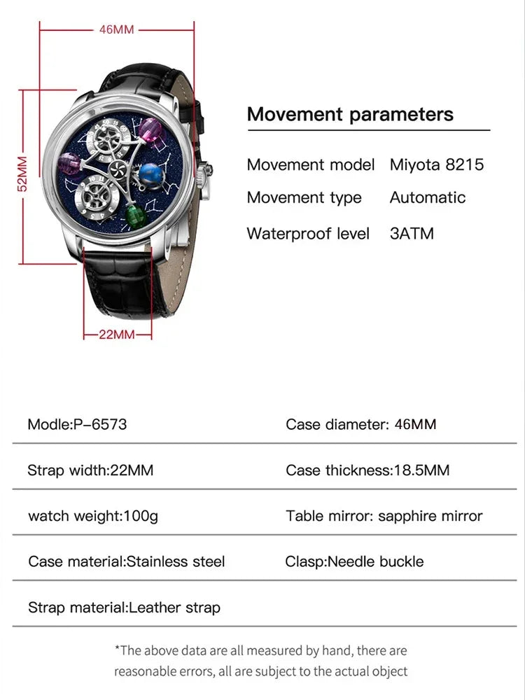 Starry Twelve Constellations Mechanical Sapphire Waterproof Mechanical Wristwatches