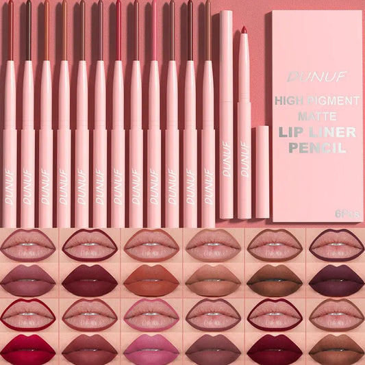 6Pcs Velvet Matte Lip Liner Pencil Lip Contours Makeup Set
