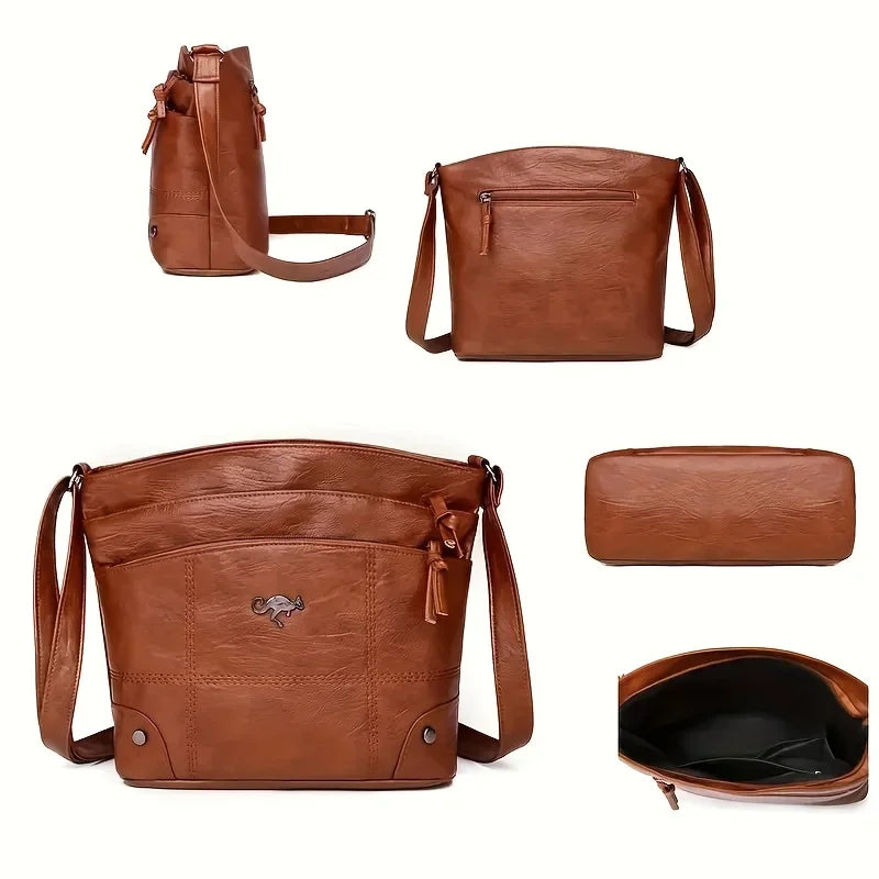 Elegant Vintage Faux Leather Multiple Pockets Bag