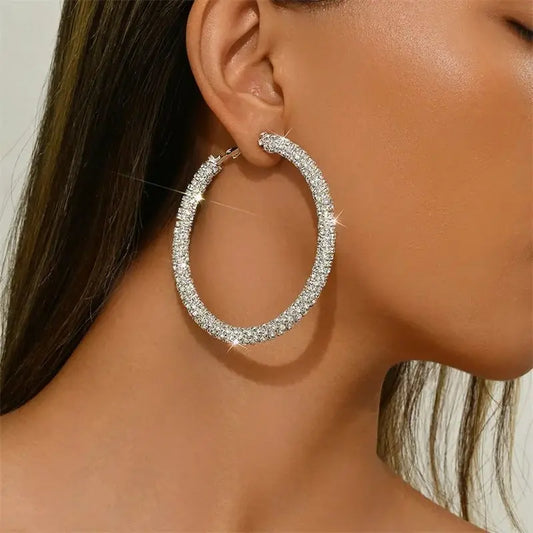 Big Full Crystal Circle Hoop Earrings