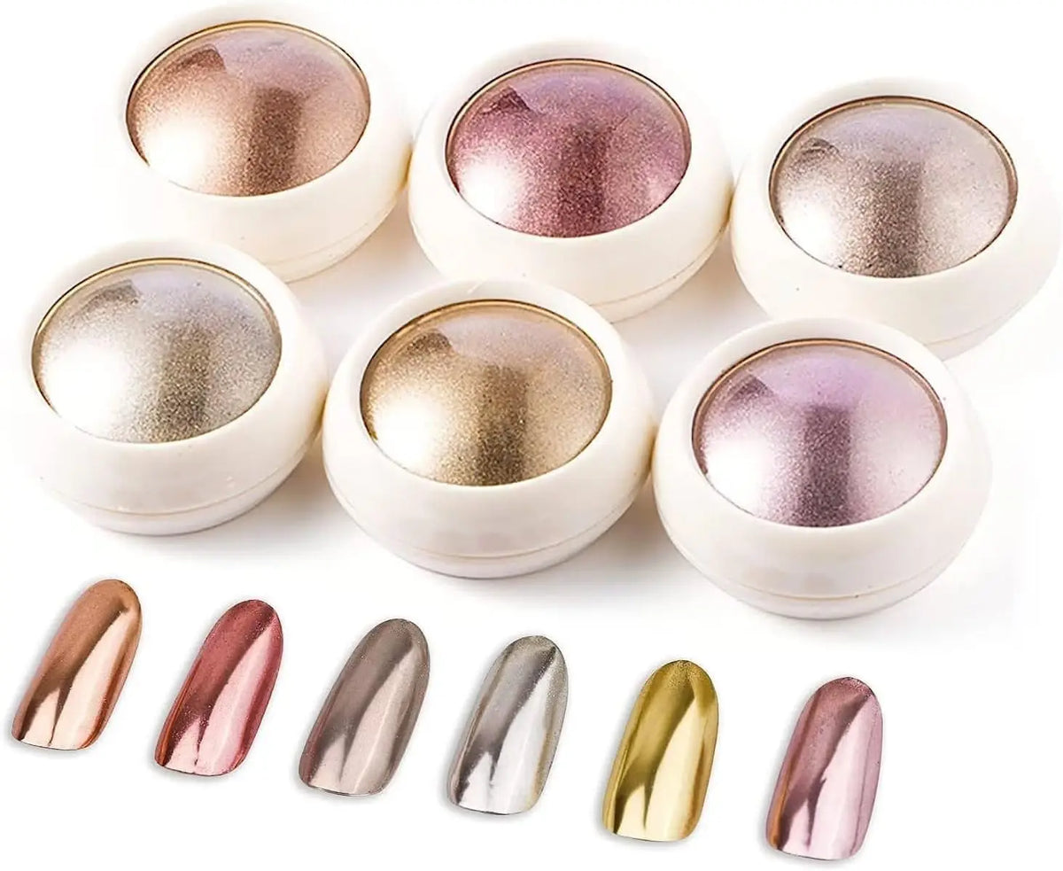 6Colors/Set Metallic Mirror Chrome Nail Powder Holographic Chameleon Glitters
