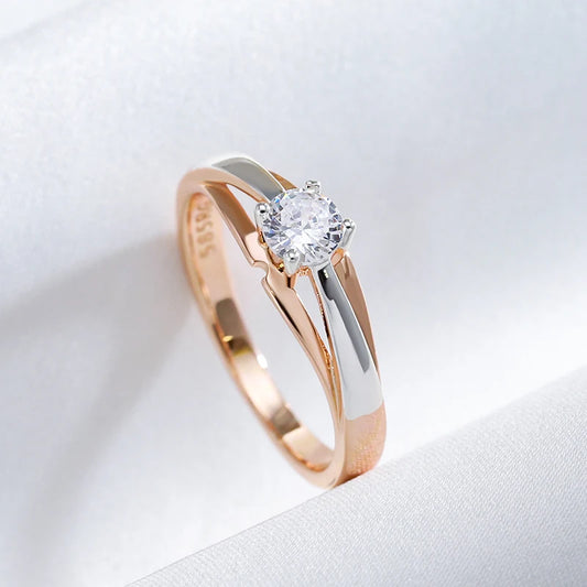 Rose Gold Zircon Slim Wedding Rings