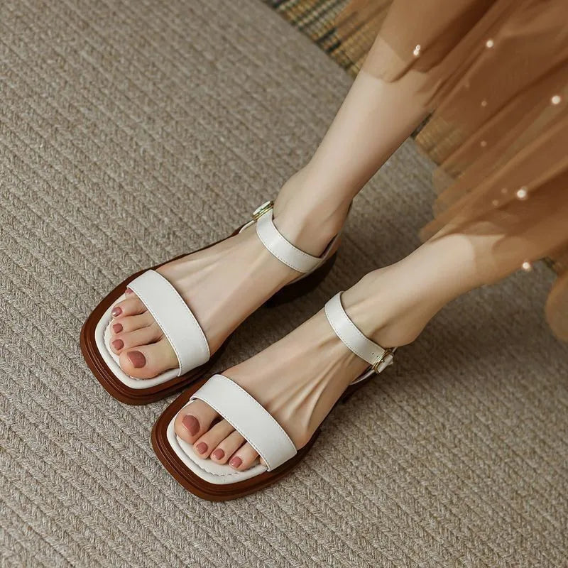 Low Heels Basic Genuine Leather Shoes