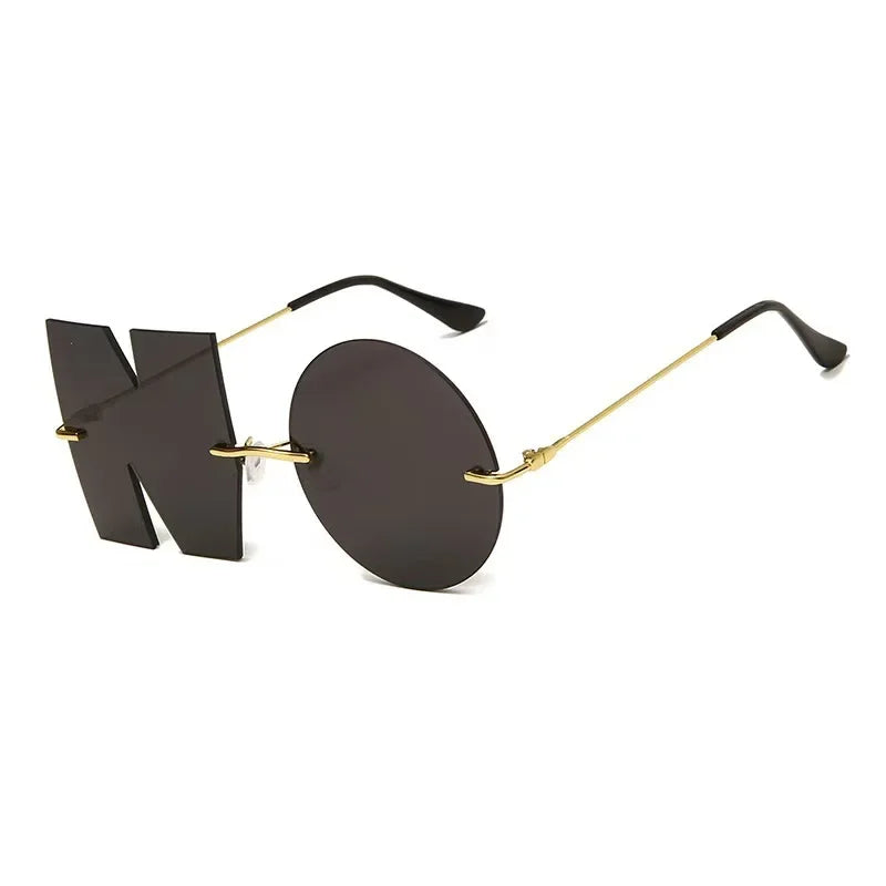 “NO” Styling Metal Frame Colorful Sunglasses