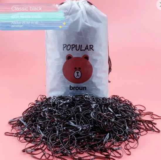 1000pcs High Elastic Rubber Bands Disposable Jelly Color Hair Ties