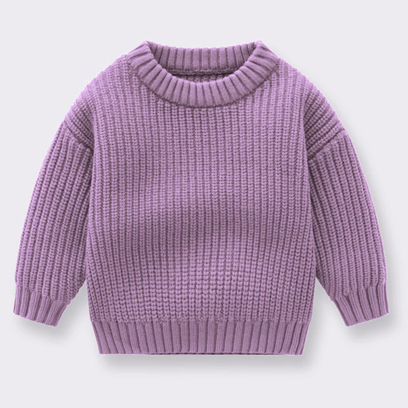 Newborn Knitted Long Sleeve Winter Sweater Solid Loose Pullover
